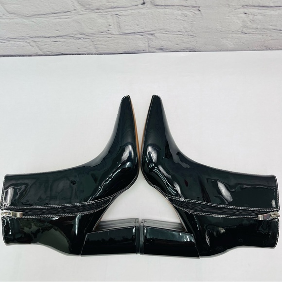 Chunky Heel Two Tone Black and White Patent Day-Vine Ankle Boots, 39 / 8.5 - Picture 6 of 9